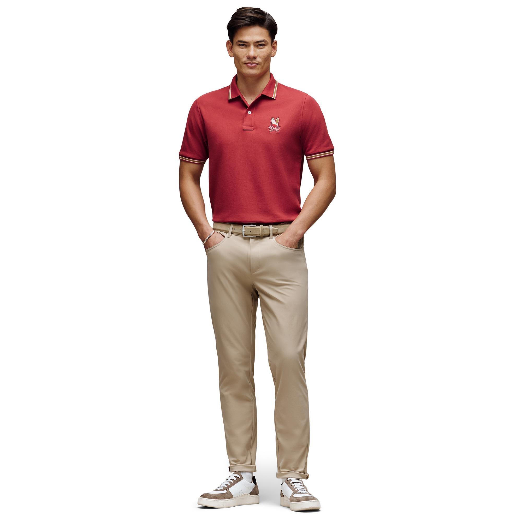 Psycho Bunny Dante Pique Mens Polo Shirt Garnet